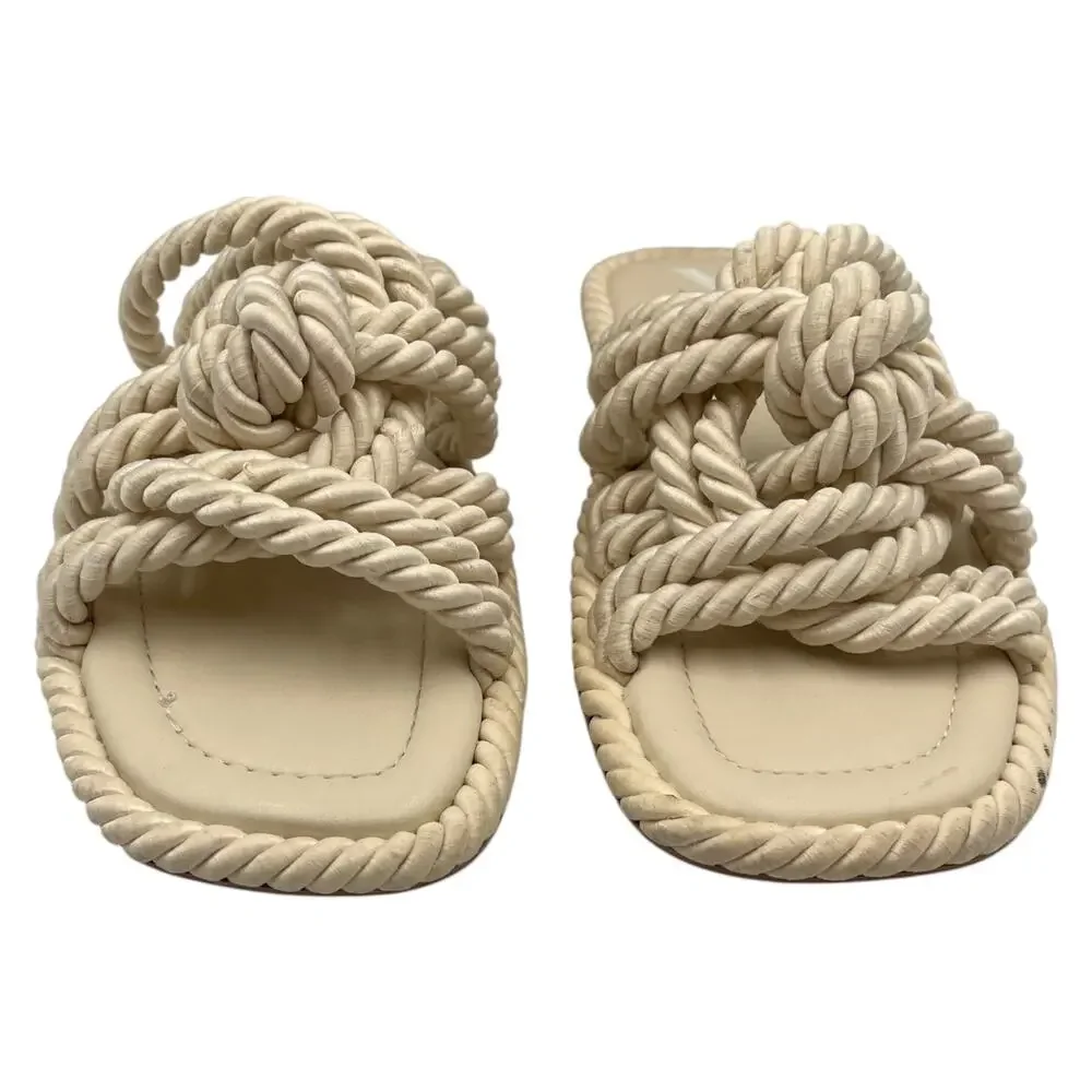 Zara Knotted Rope Flat Slides Sandals Ecru Summer Boho Size EU 40 US 9 - Picture 2 of 7